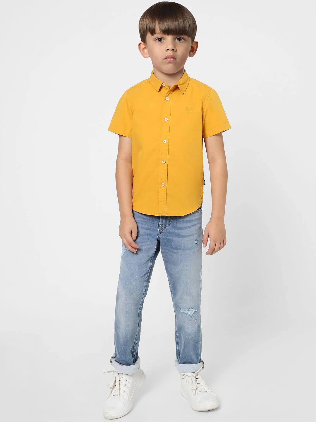 Boys Yellow Half Sleeves Shirt - Image 5