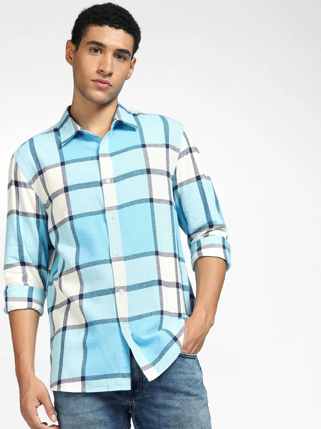Blue Checks Full Sleeves Shirt - Image 2