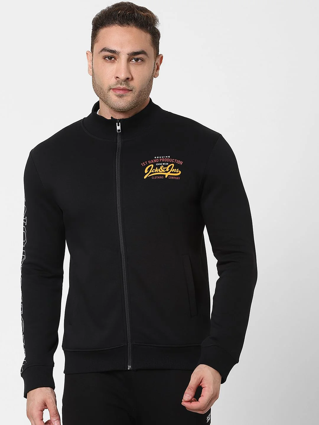 Black Logo Print Zip Up Sweatshirt - Image 2