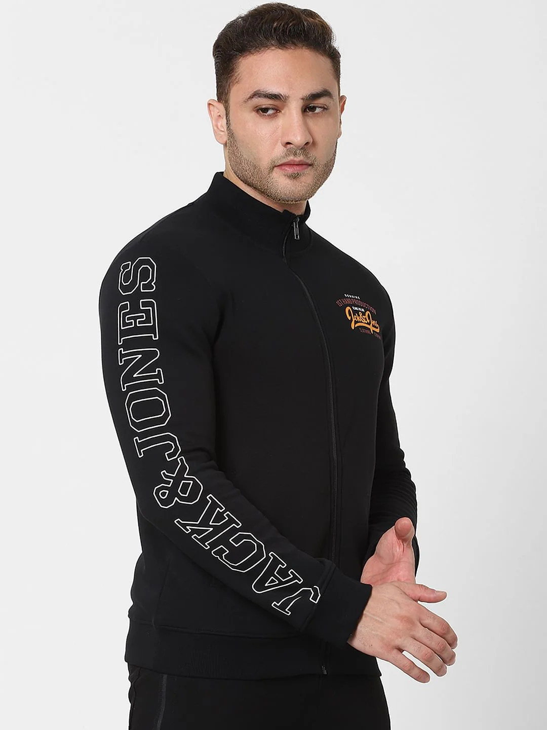 Black Logo Print Zip Up Sweatshirt - Image 3