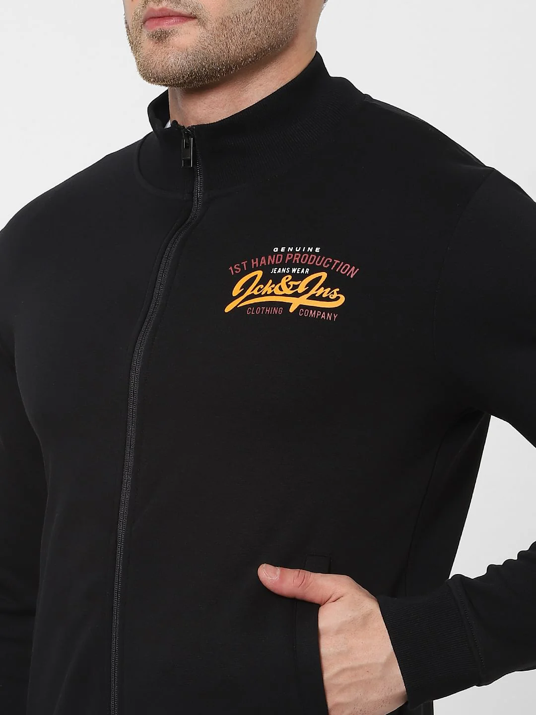 Black Logo Print Zip Up Sweatshirt - Image 5