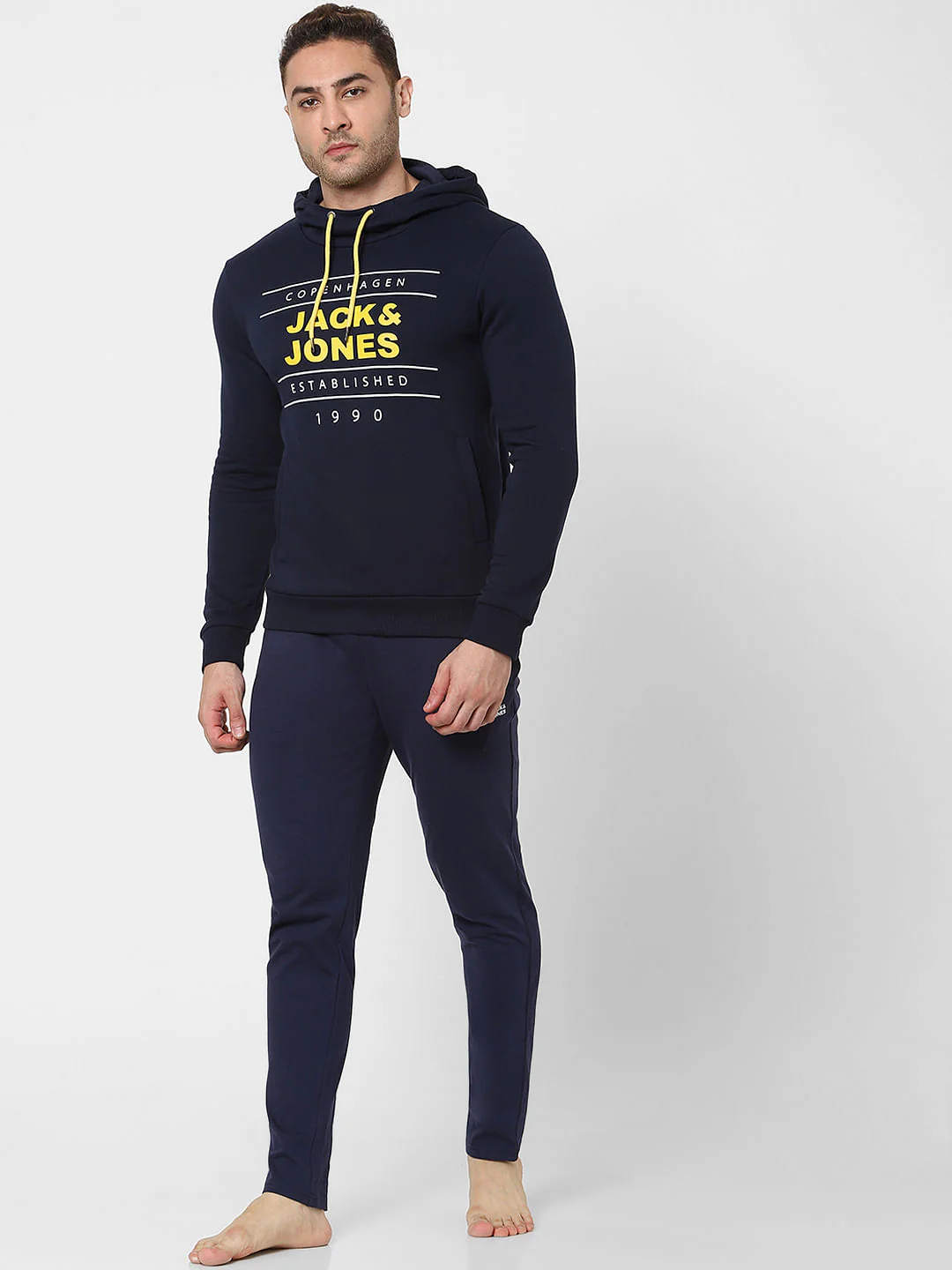 Blue Logo Print Hooded Sweatshirt