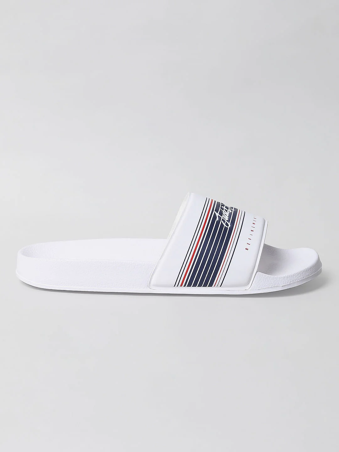 White Logo Print Sliders