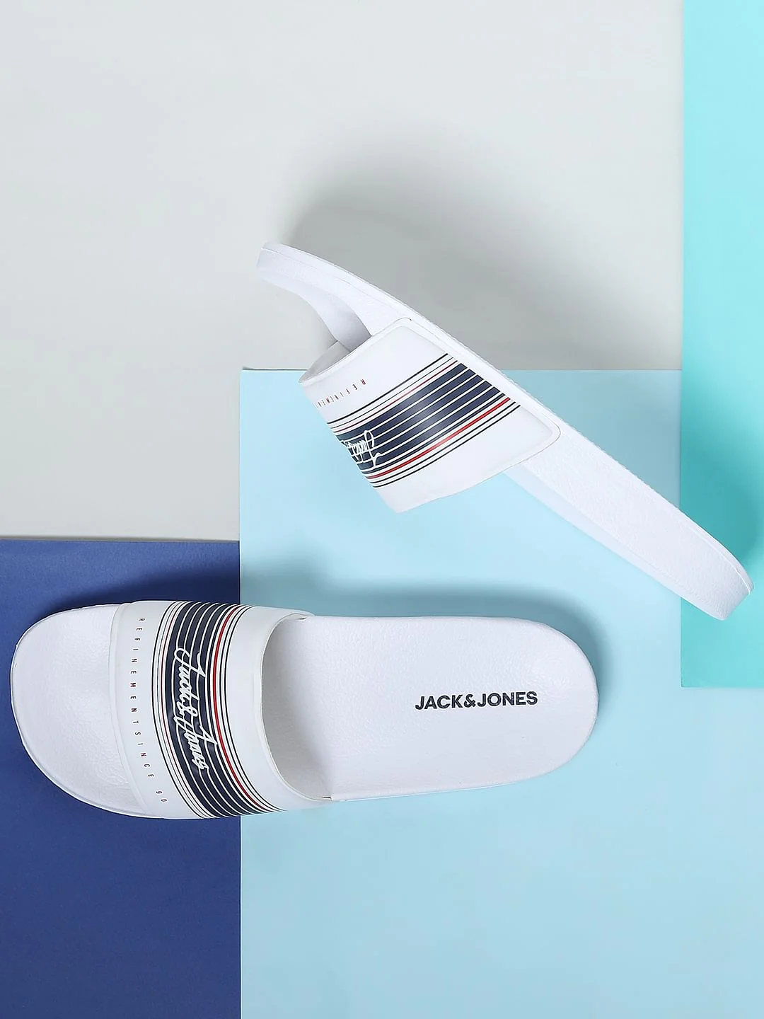 White Logo Print Sliders - Image 2