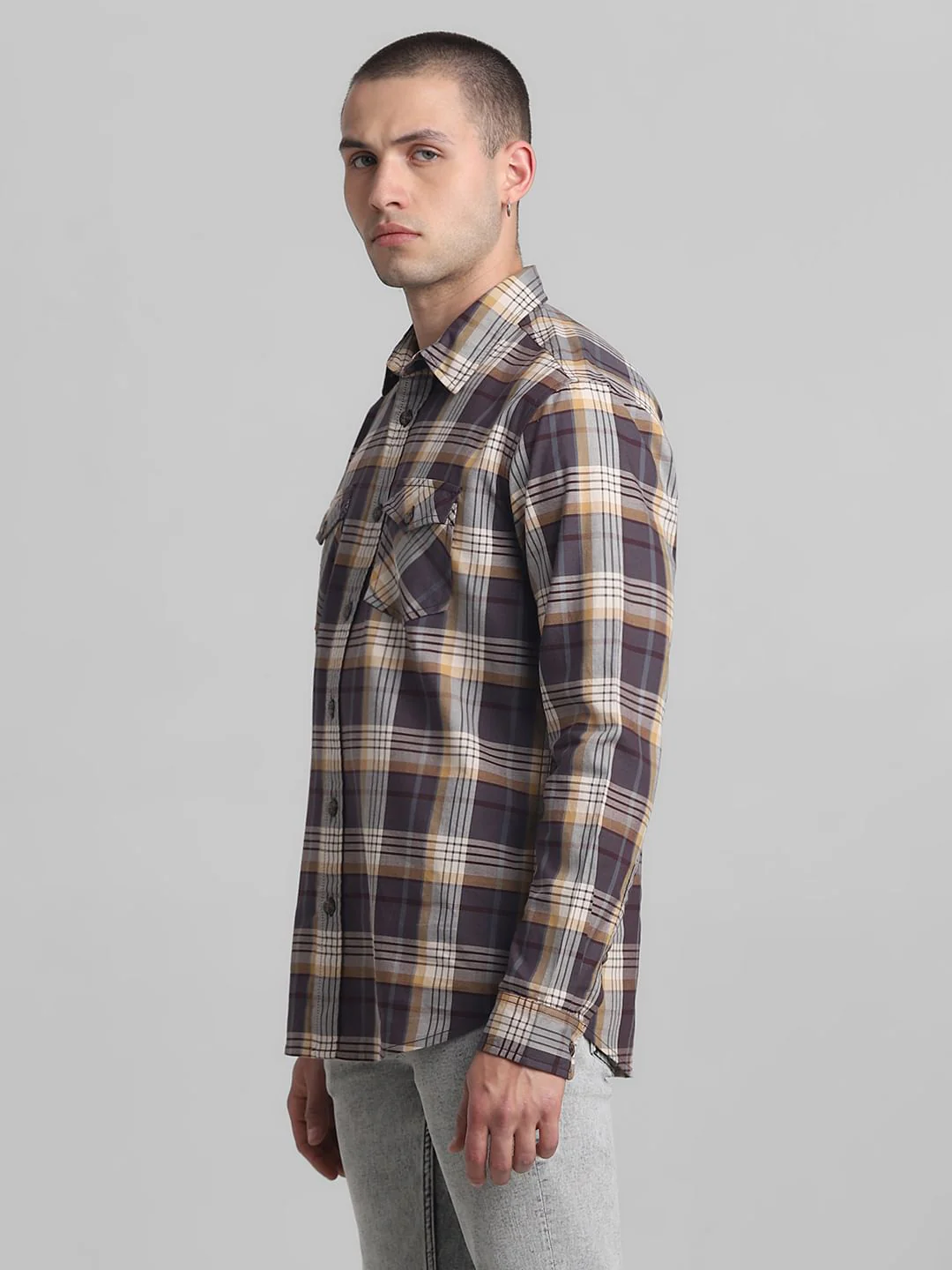 Brown Check Full Sleeves Shirt - Image 3