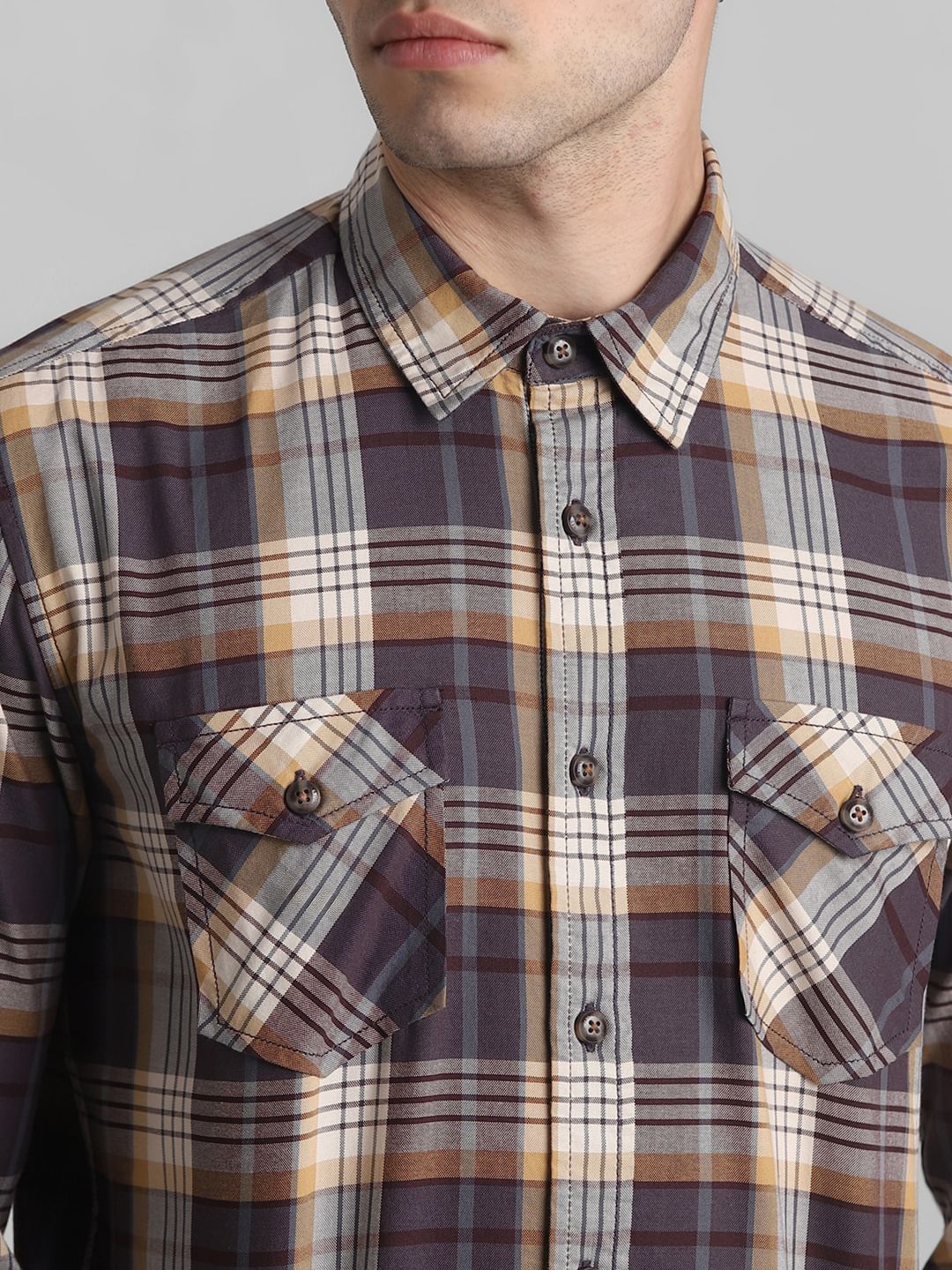 Brown Check Full Sleeves Shirt - Image 5
