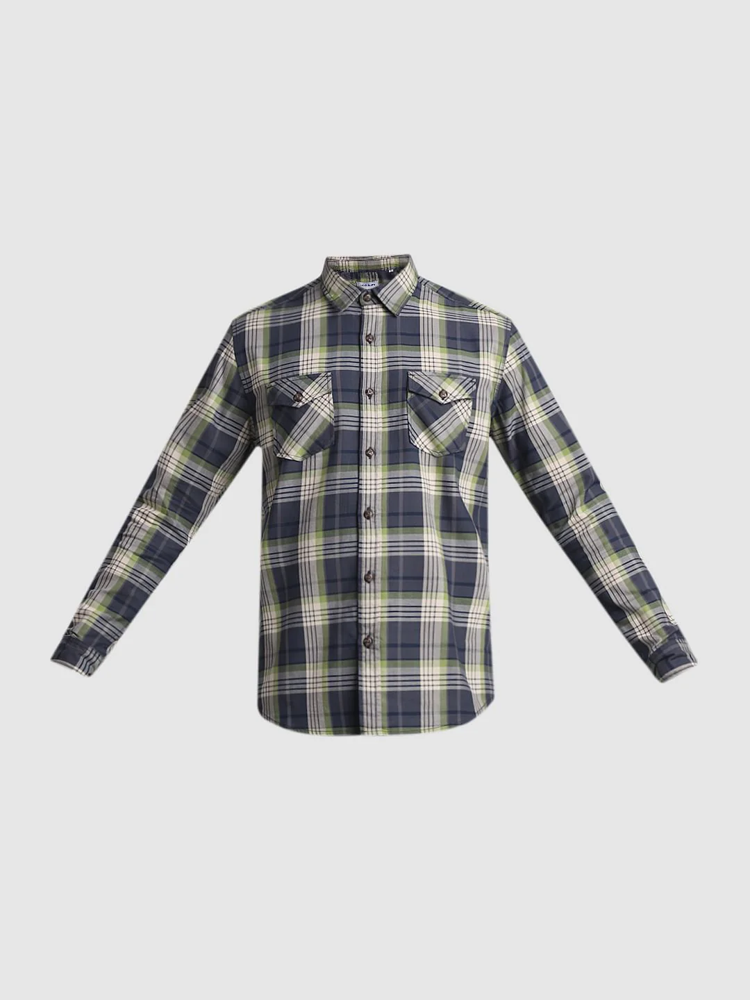 Blue & Green Check Full Sleeves Shirt - Image 7
