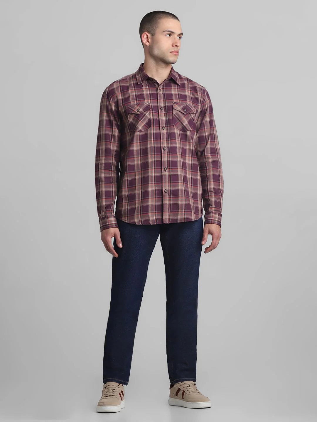 Dark Red Check Full Sleeves Shirt - Image 6