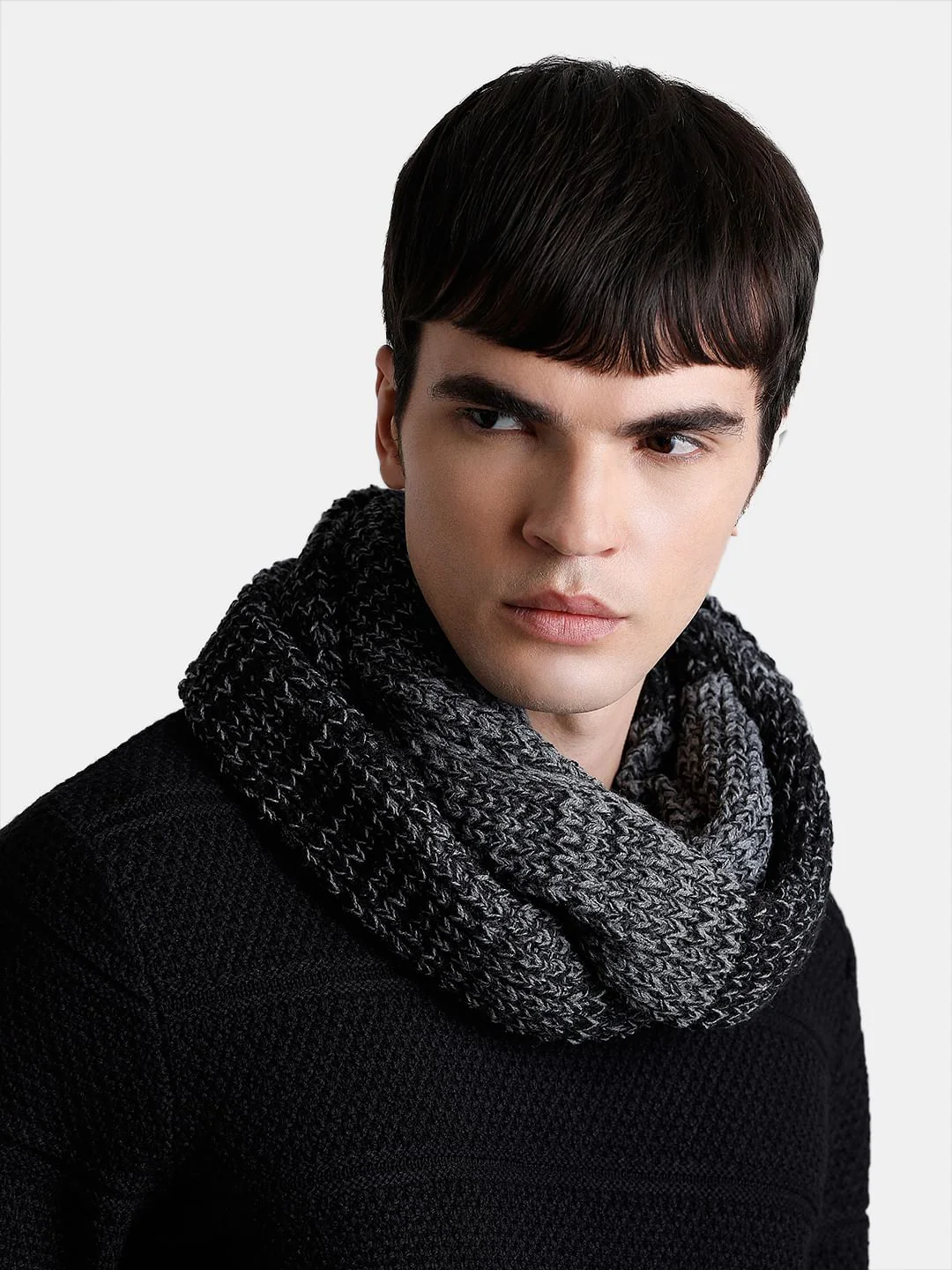 Black Knit Tube Scarf - Image 4