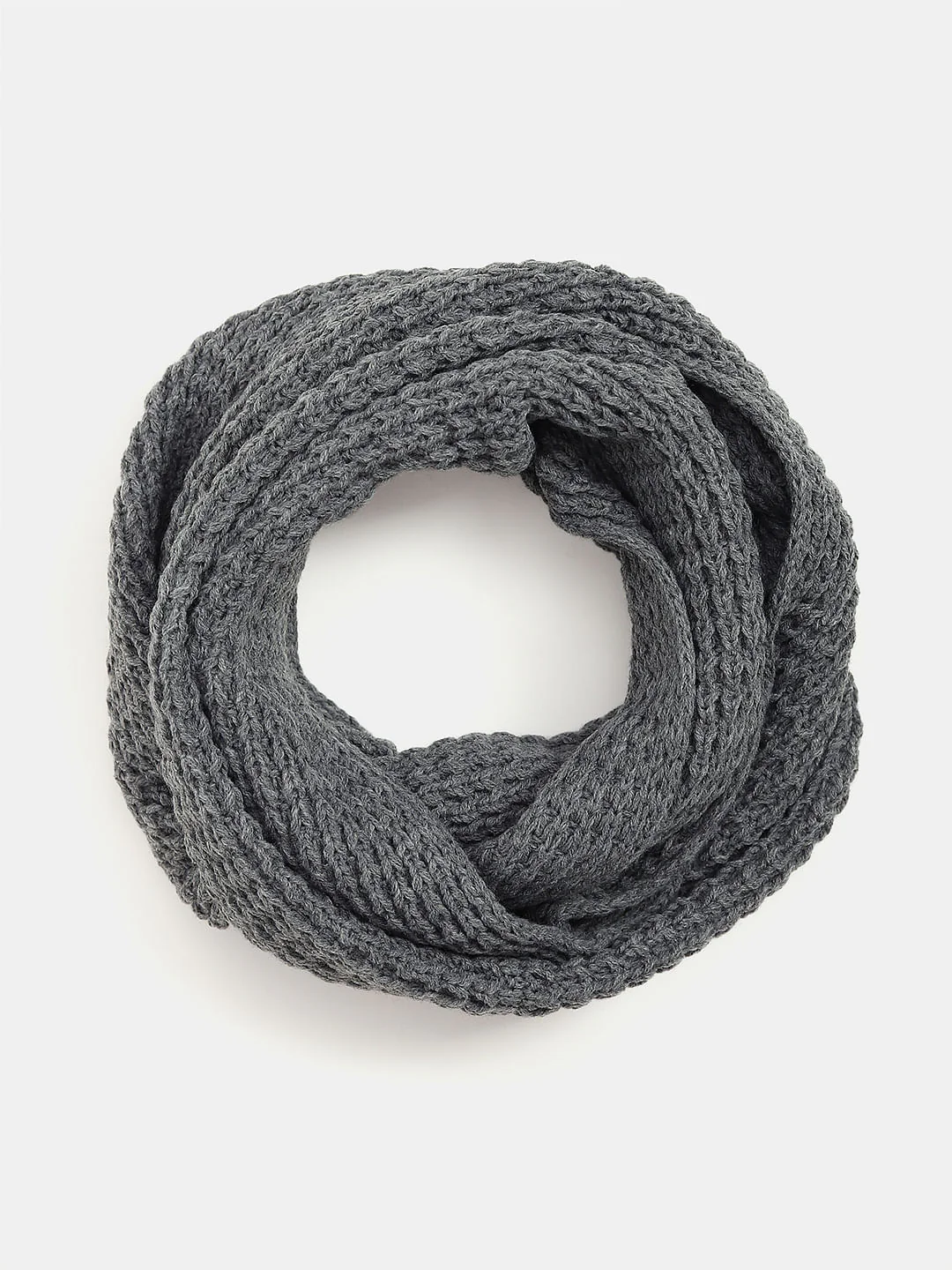 Grey Knit Tube Scarf - Image 2
