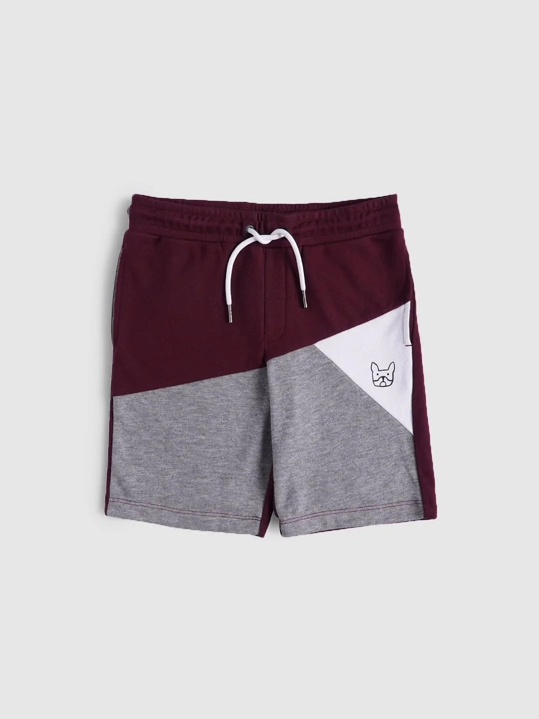 BOYS Maroon Low Rise Colourblocked Sweatshorts