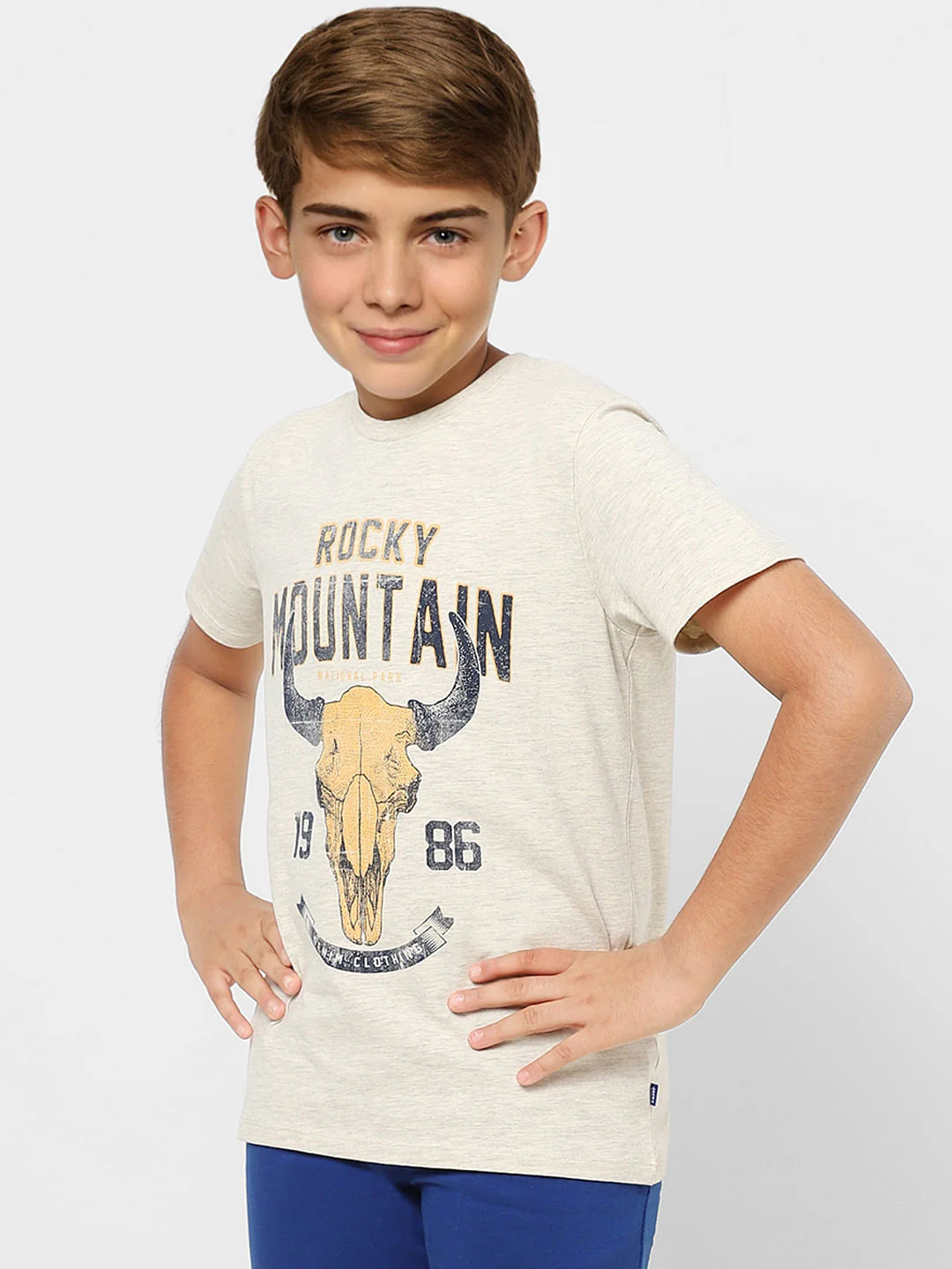 Boys Grey Graphic Print Crew Neck T-shirt - Image 3