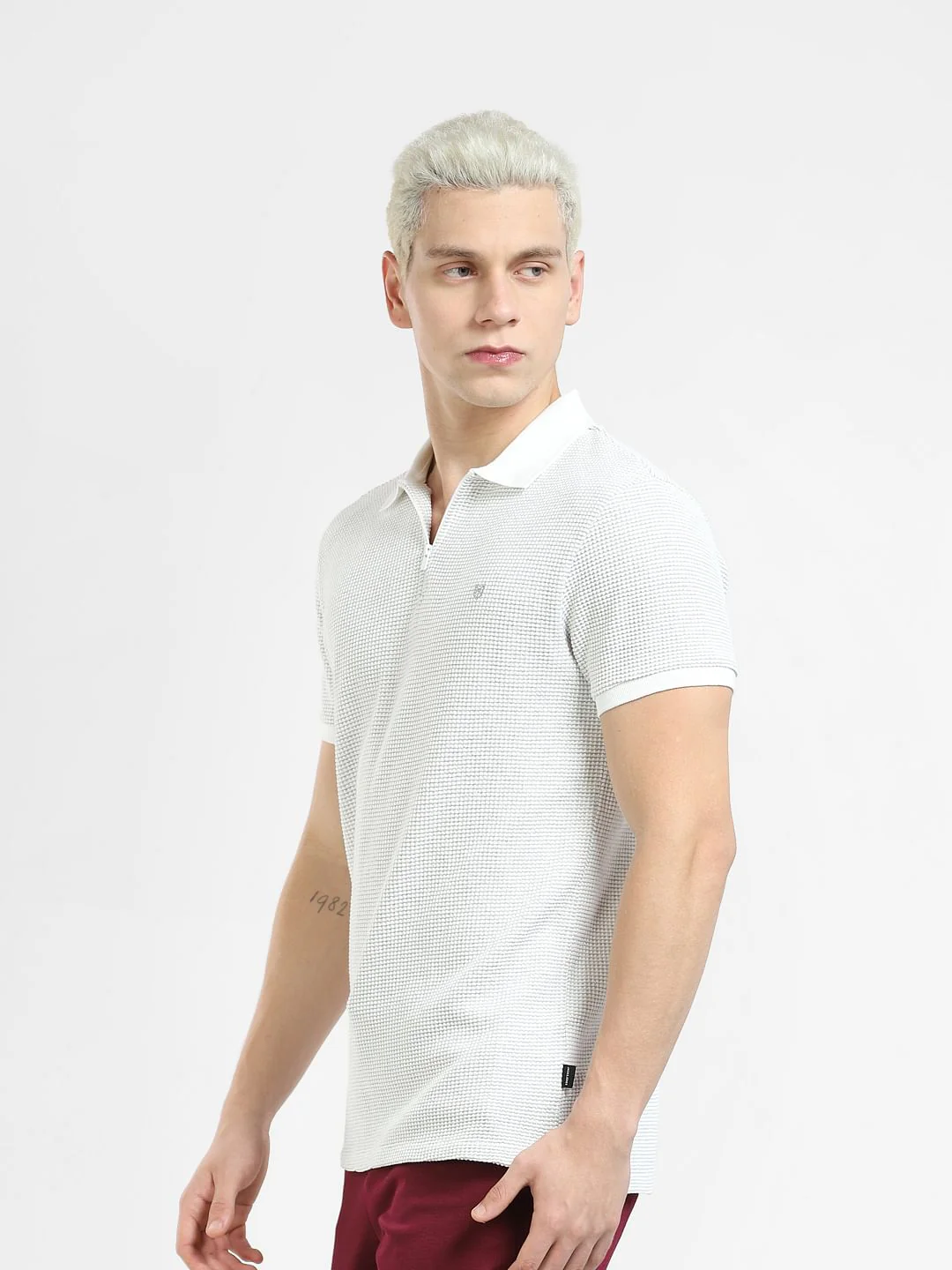 White Zip-Up Polo T-shirt - Image 3