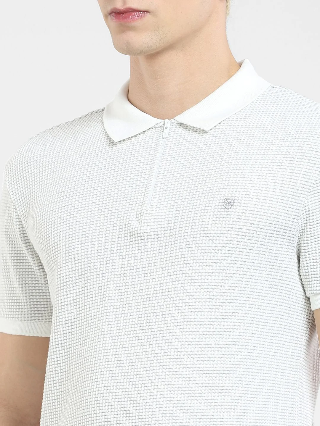 White Zip-Up Polo T-shirt - Image 5