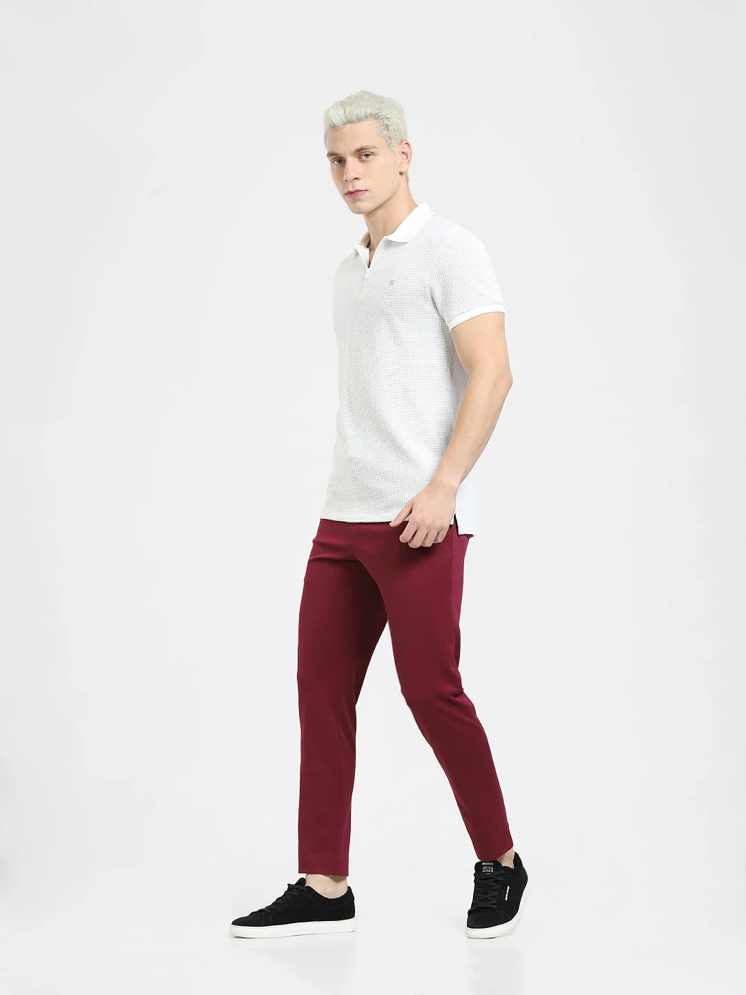 White Zip-Up Polo T-shirt - Image 6
