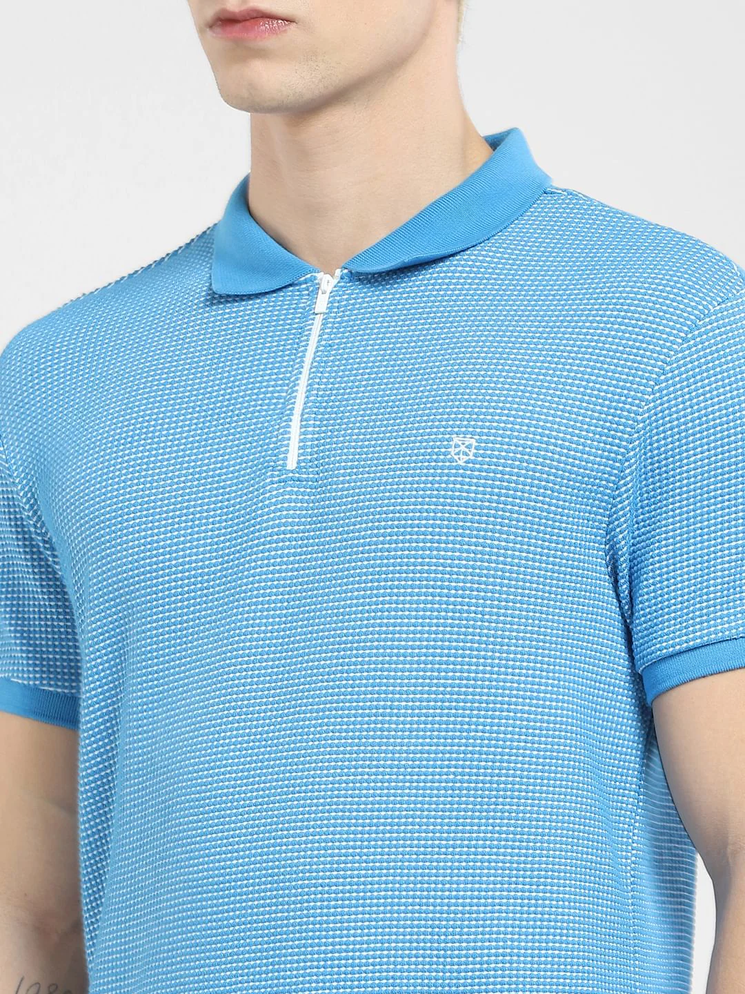 Blue Zip-Up Polo T-shirt - Image 5