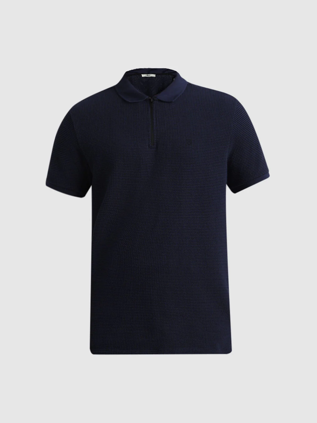 Dark Blue Jacquard Polo T-shirt - Image 7