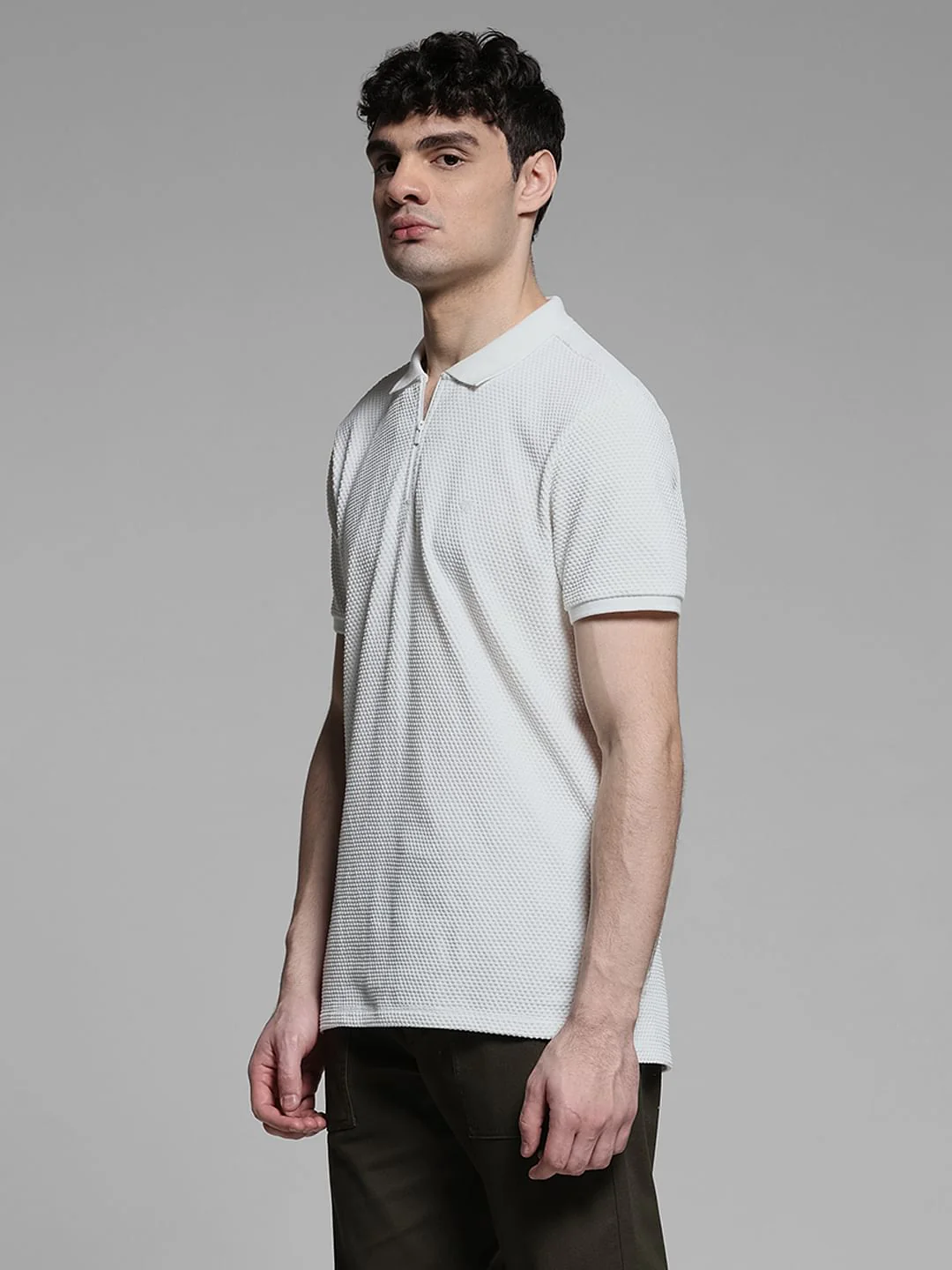 Jacquard Cotton Polo - White - Image 3