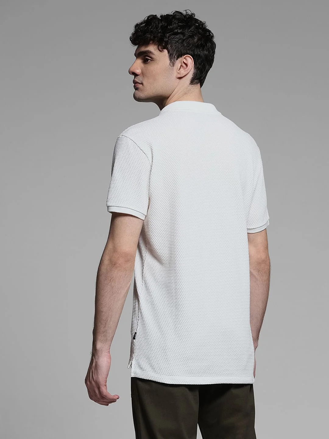 Jacquard Cotton Polo - White - Image 4