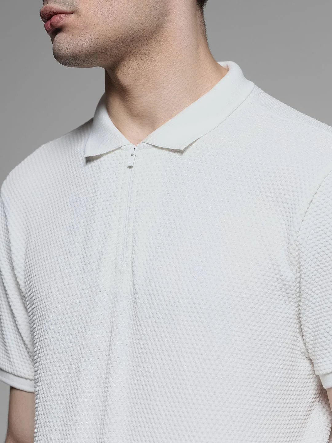 Jacquard Cotton Polo - White - Image 5