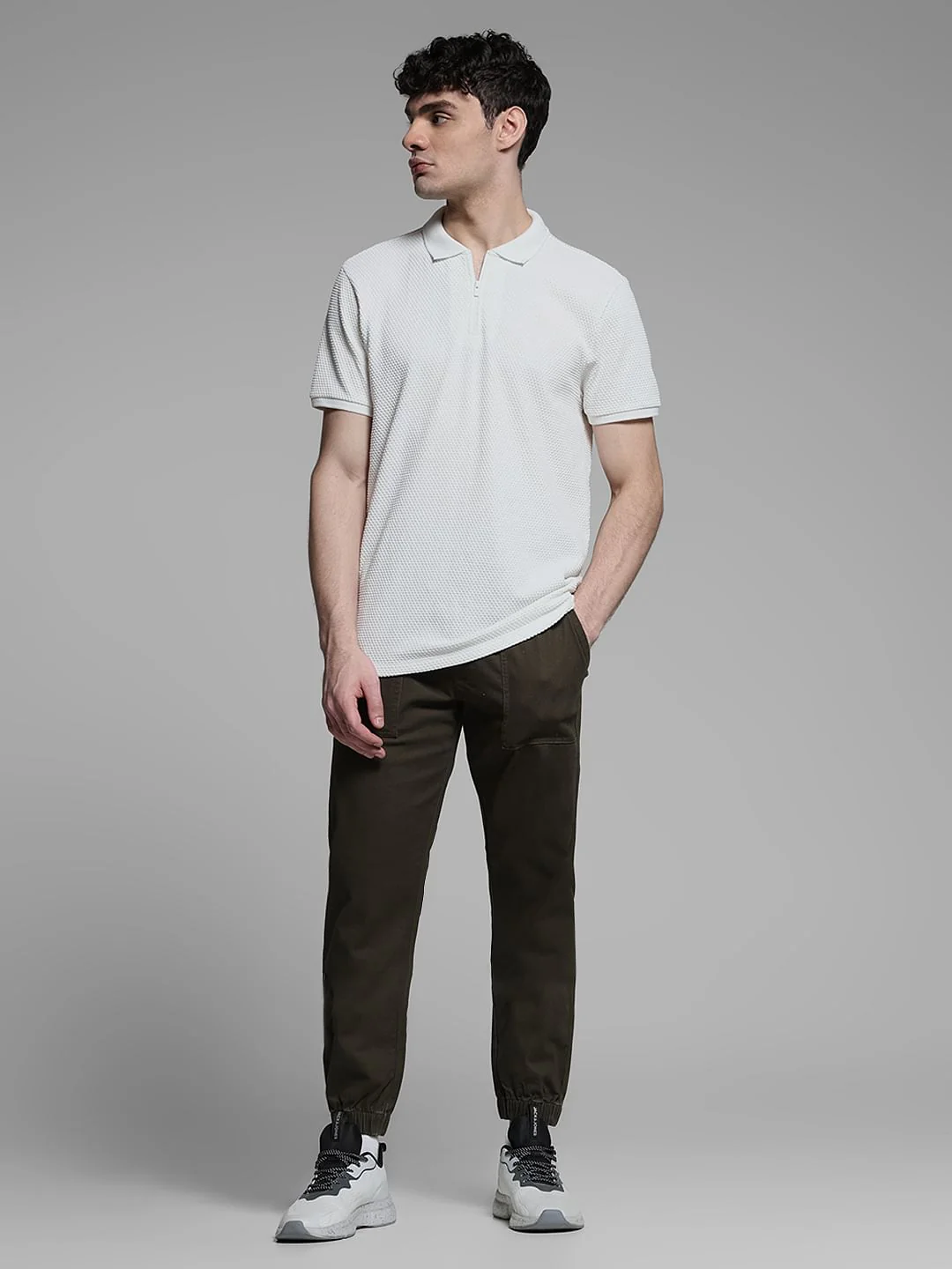 Jacquard Cotton Polo - White - Image 6