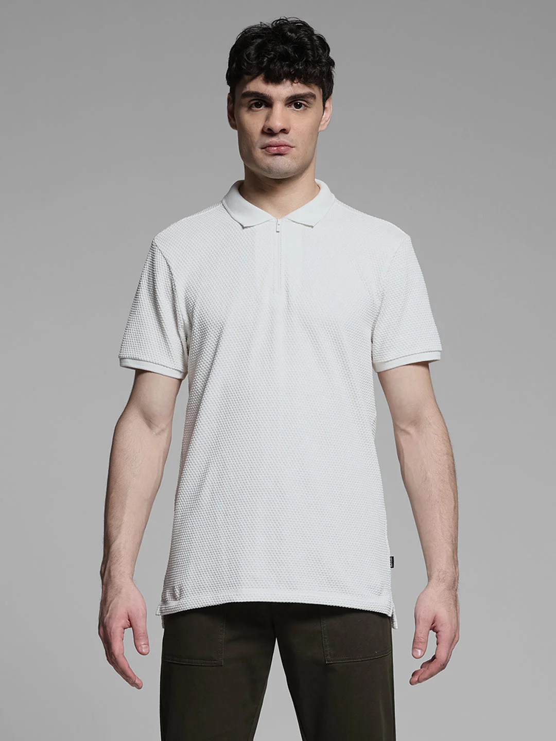 Jacquard Cotton Polo - White - Image 8