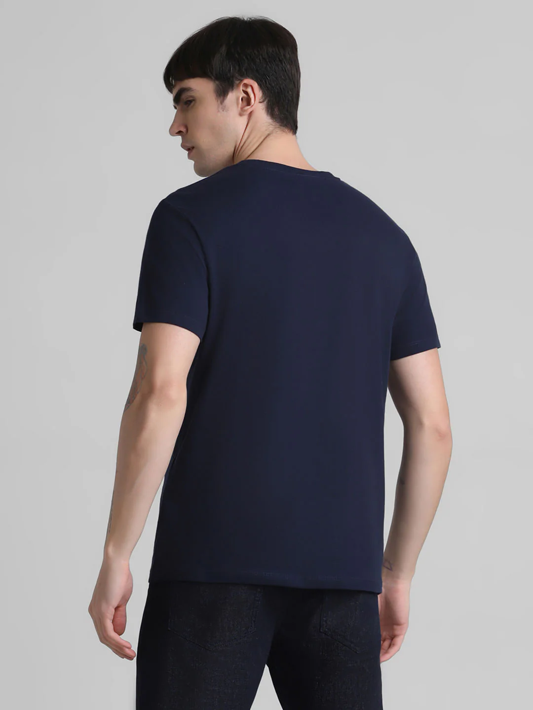 Navy Logo Print Crew Neck T-shirt - Image 4