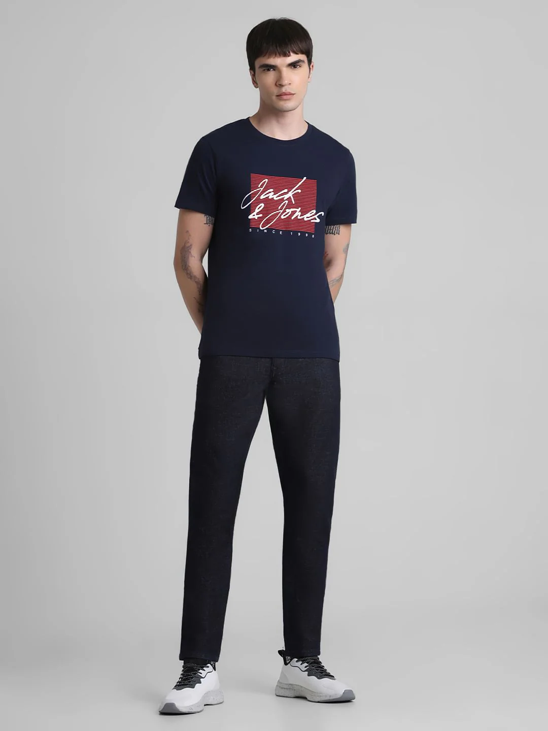 Navy Logo Print Crew Neck T-shirt - Image 6