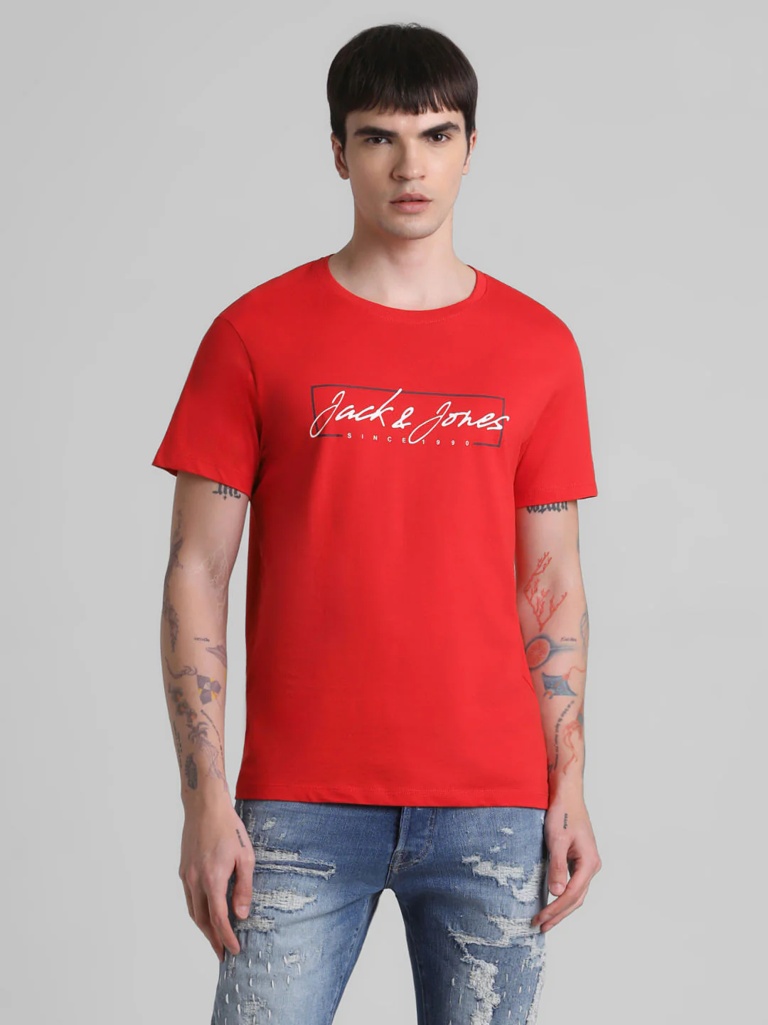 Red Logo Print Crew Neck T-shirt - Image 2