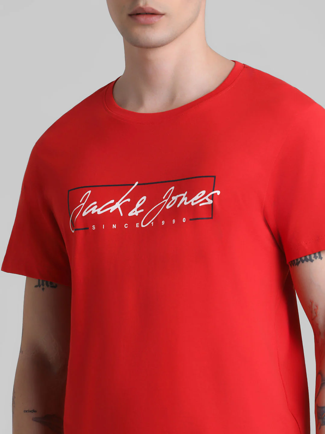 Red Logo Print Crew Neck T-shirt - Image 5