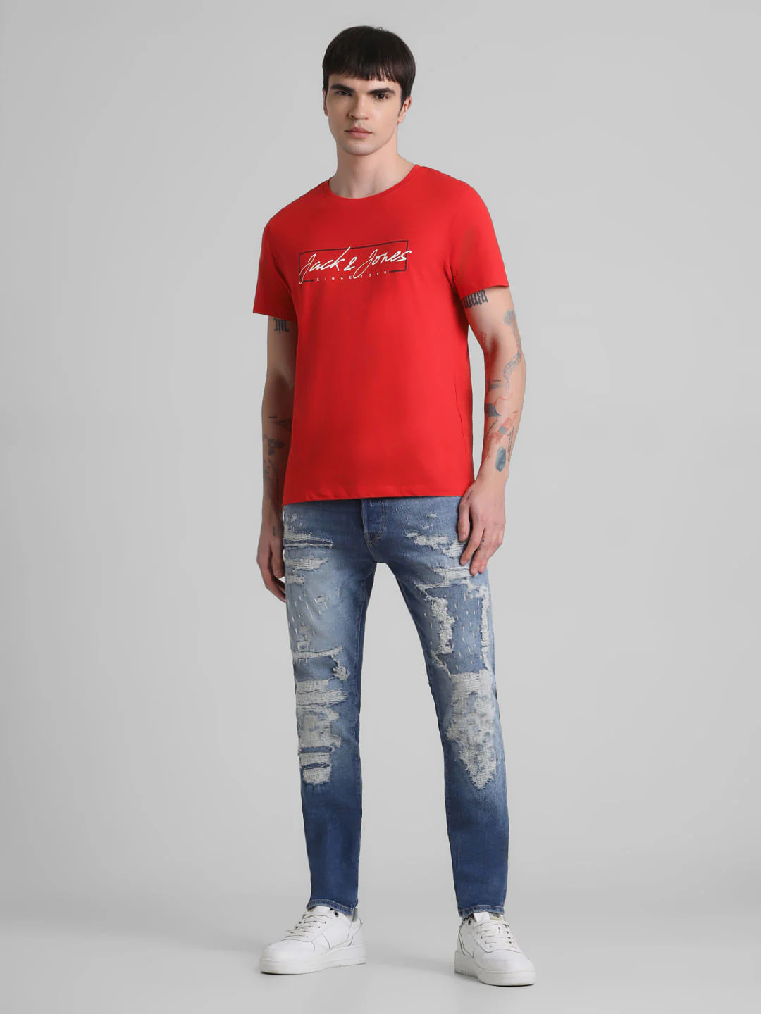 Red Logo Print Crew Neck T-shirt - Image 6