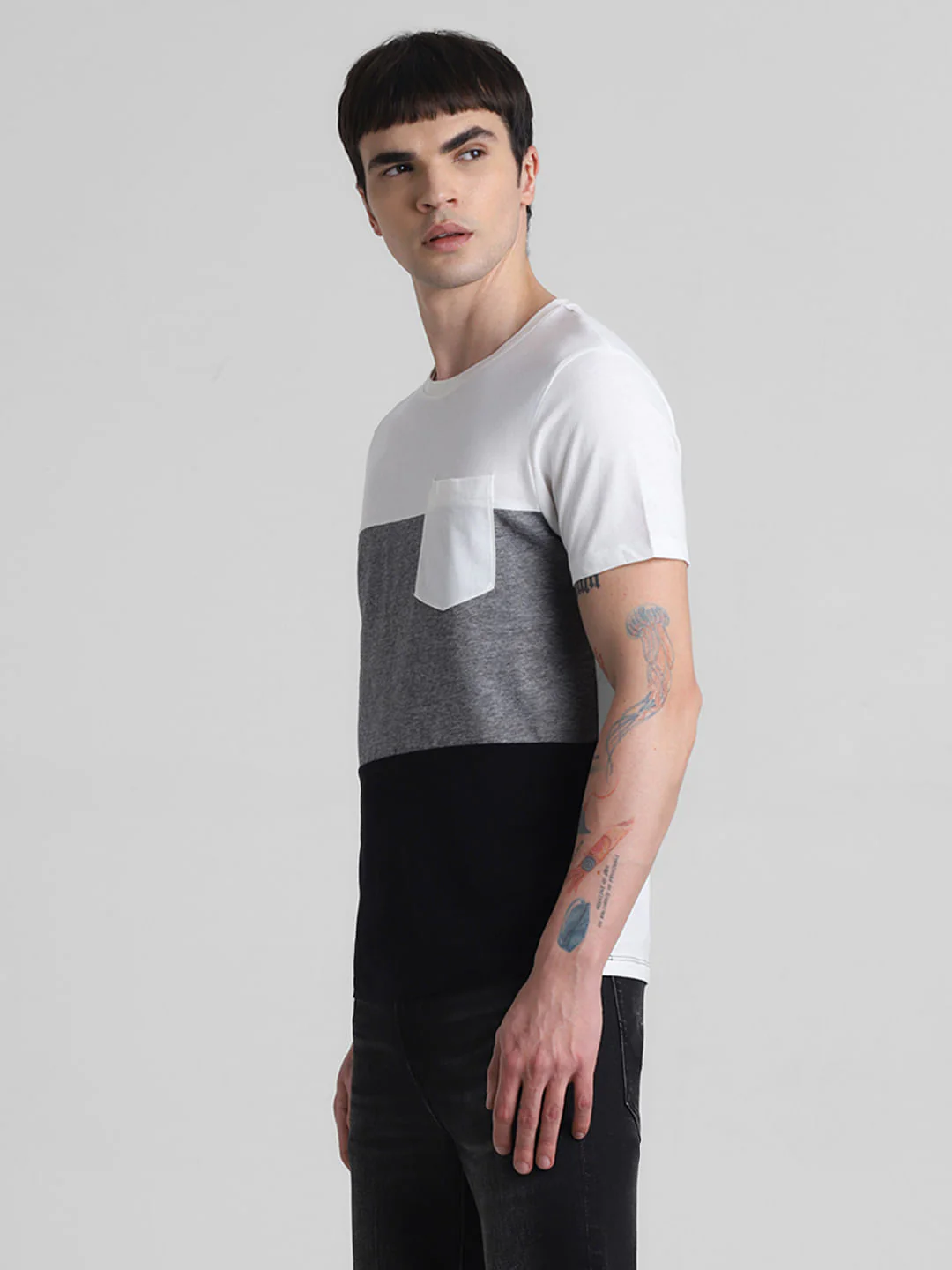 White Colourblocked Cotton T-shirt - Image 3