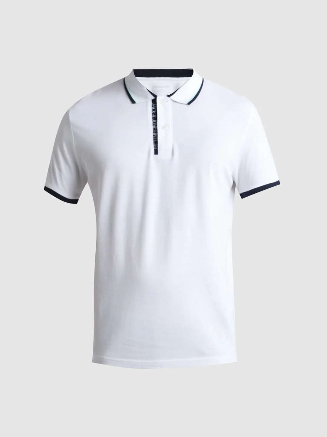 White Contrast Rib Polo T-shirt - Image 7