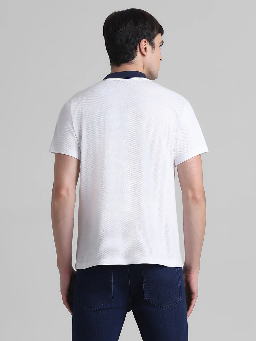 White Jacquard Polo T-shirt - Image 4
