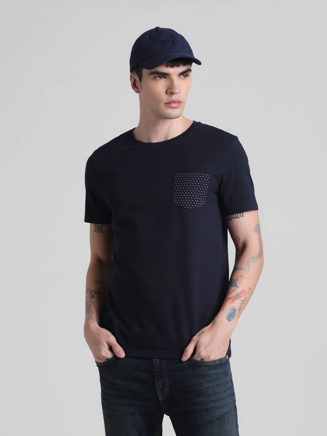 Navy Blue Chest Pocket T-shirt
