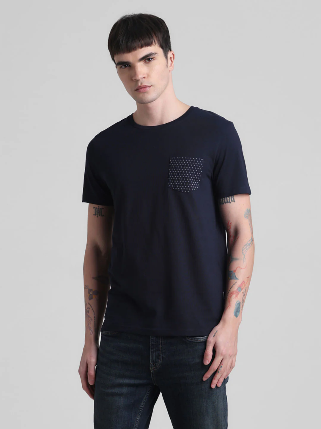 Navy Blue Chest Pocket T-shirt - Image 2