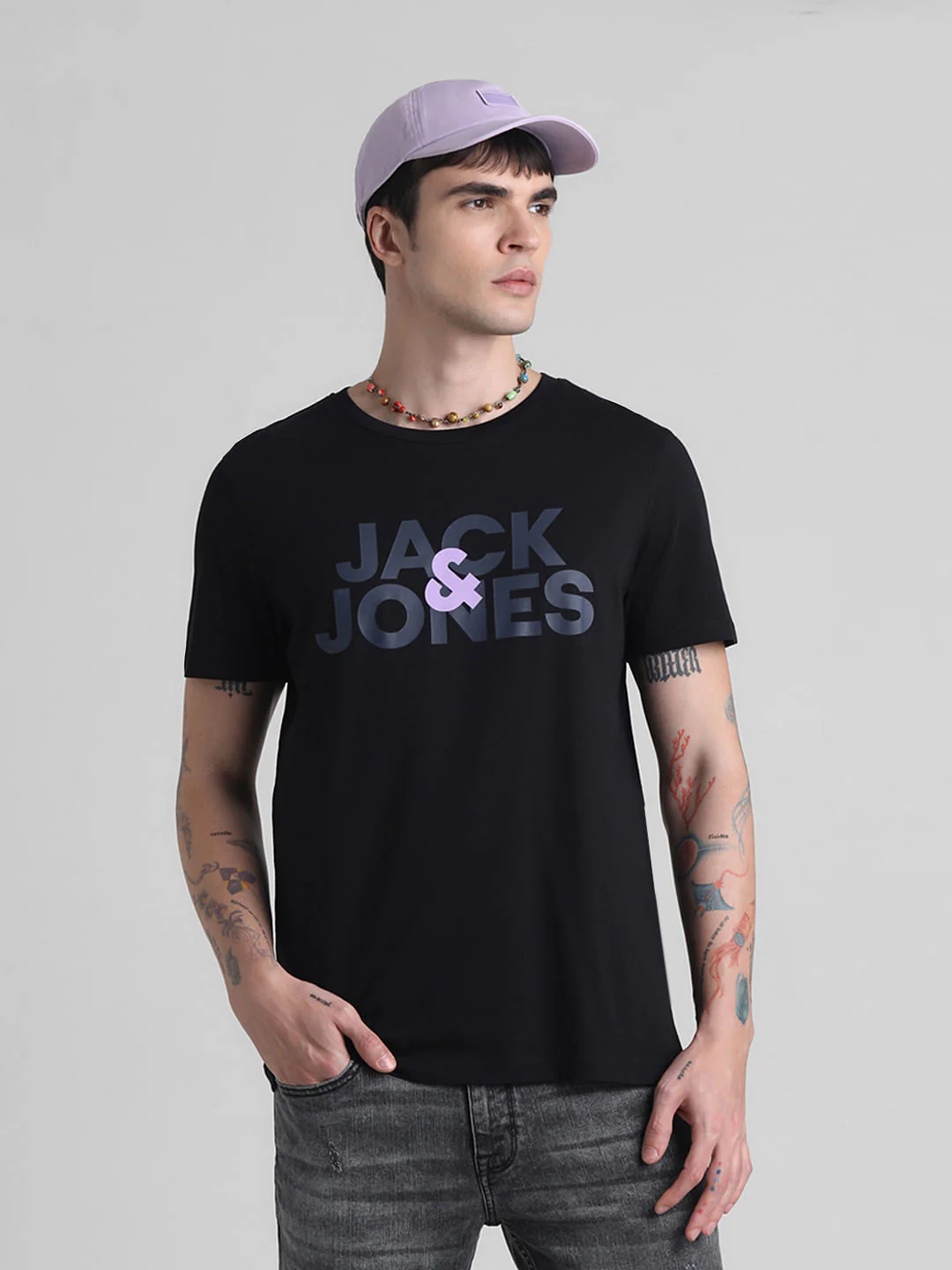 Black Logo Print Crew Neck T-shirt