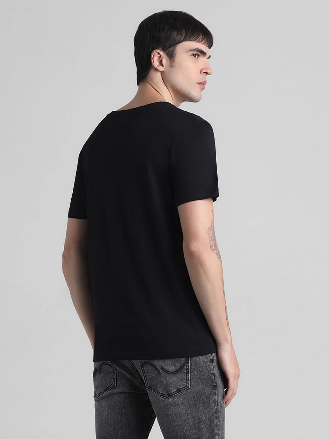 Black Logo Print Crew Neck T-shirt - Image 4