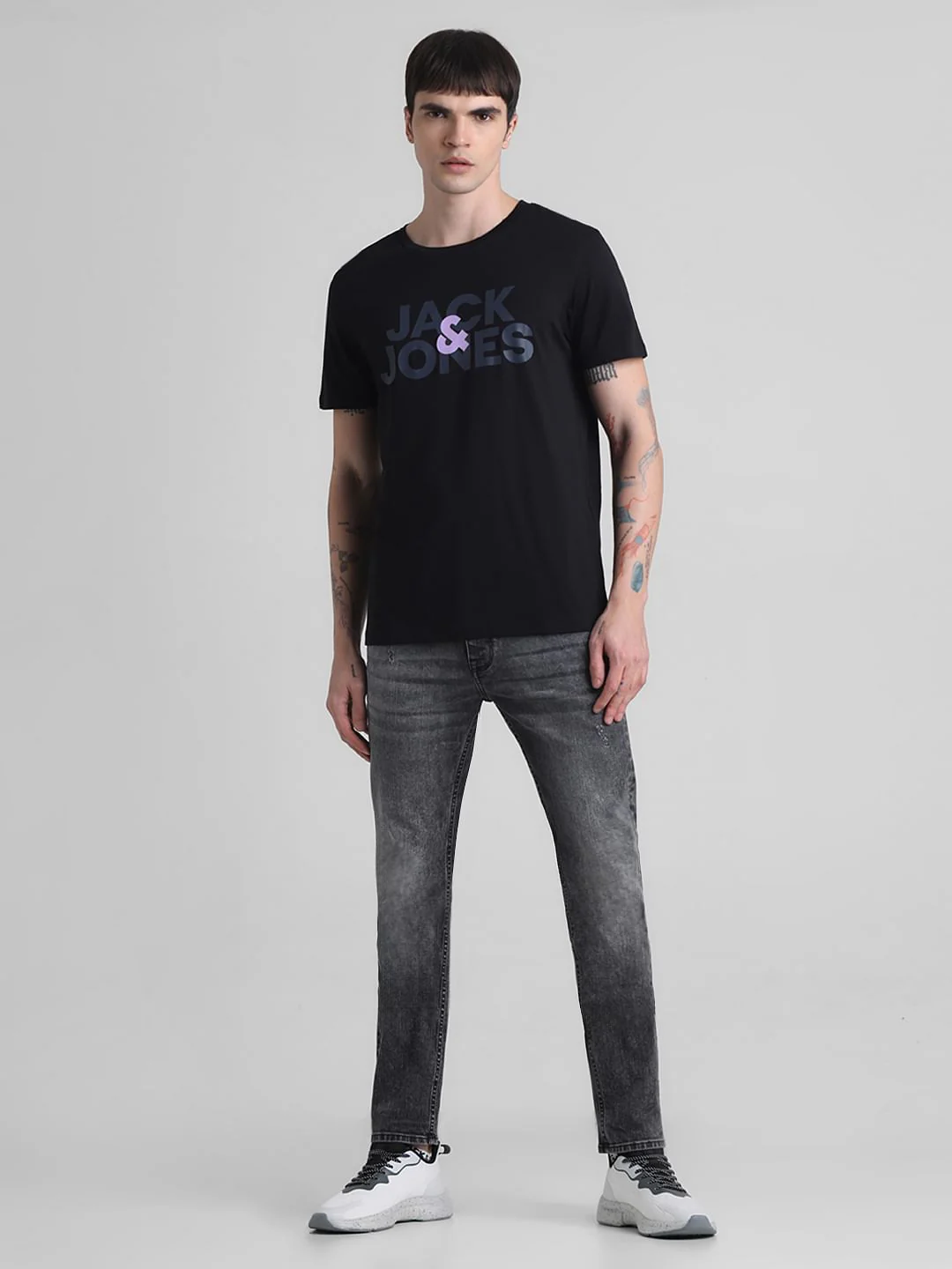 Black Logo Print Crew Neck T-shirt - Image 6