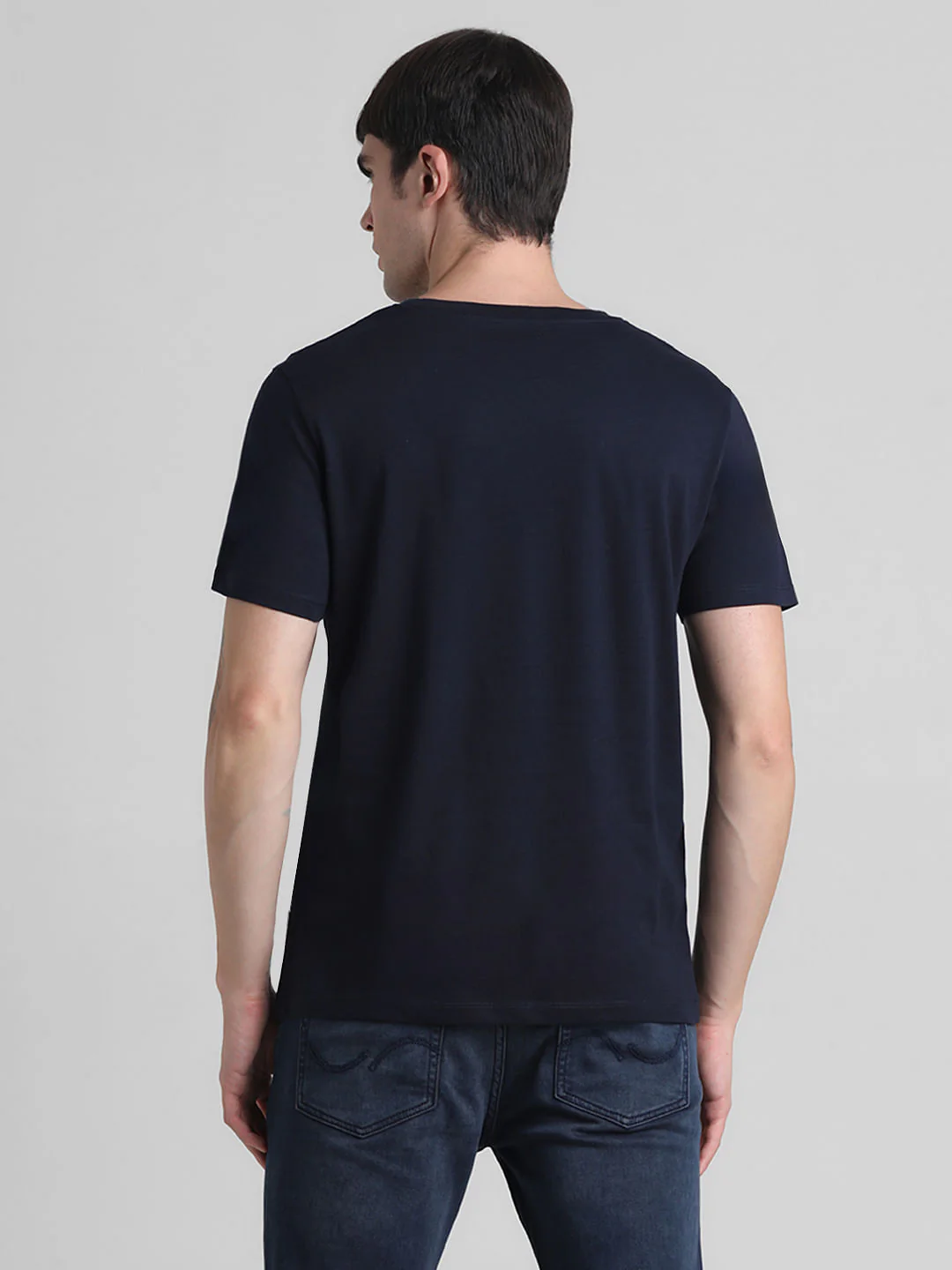 Navy Logo Print Crew Neck T-shirt - Image 4