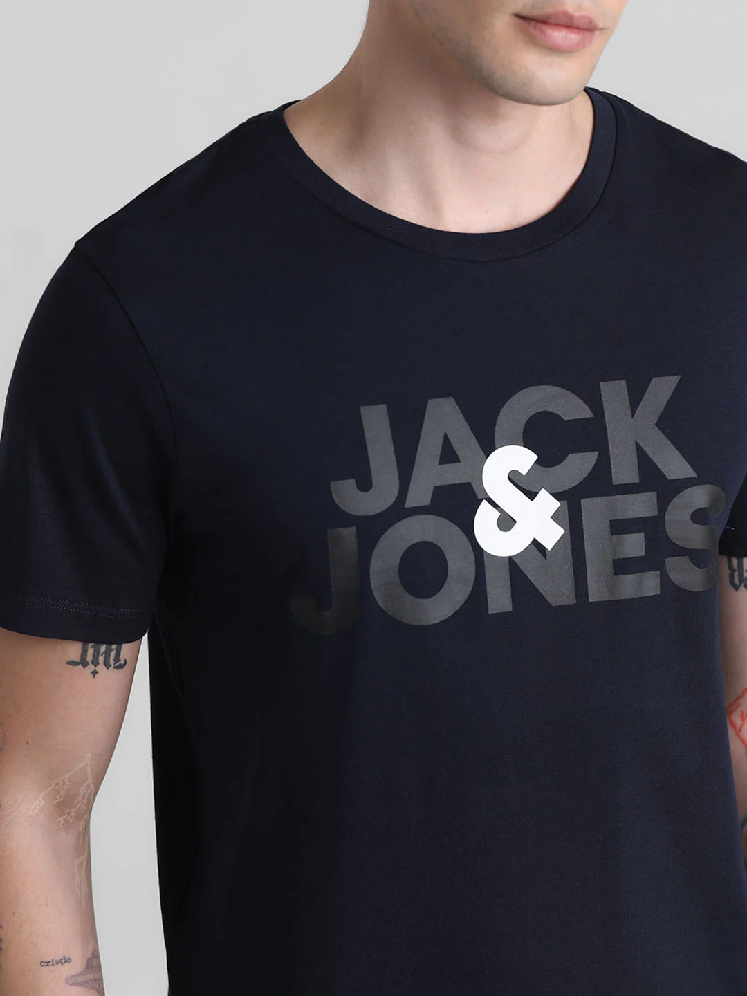 Navy Logo Print Crew Neck T-shirt - Image 5