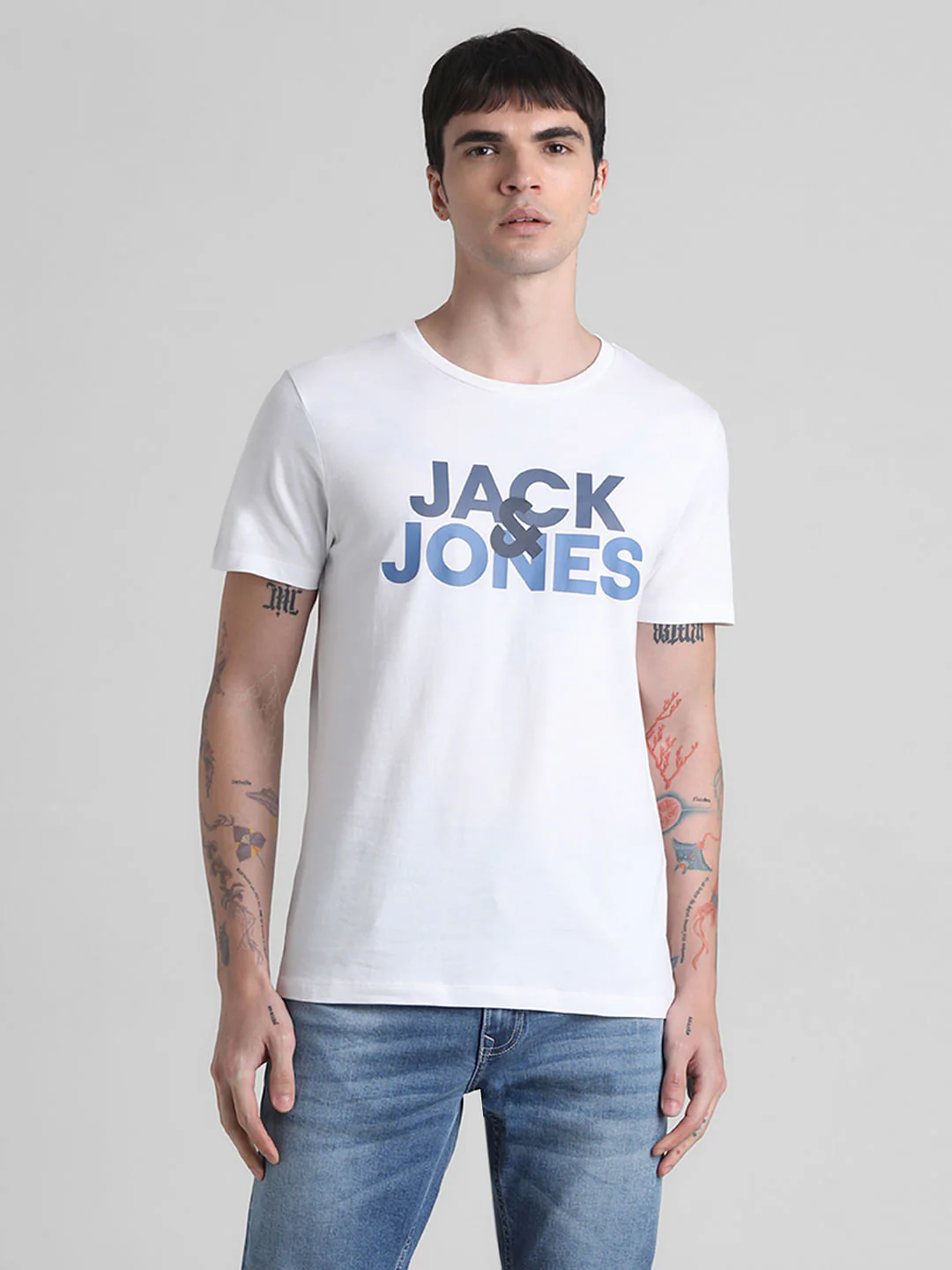 White Logo Print Crew Neck T-shirt - Image 2