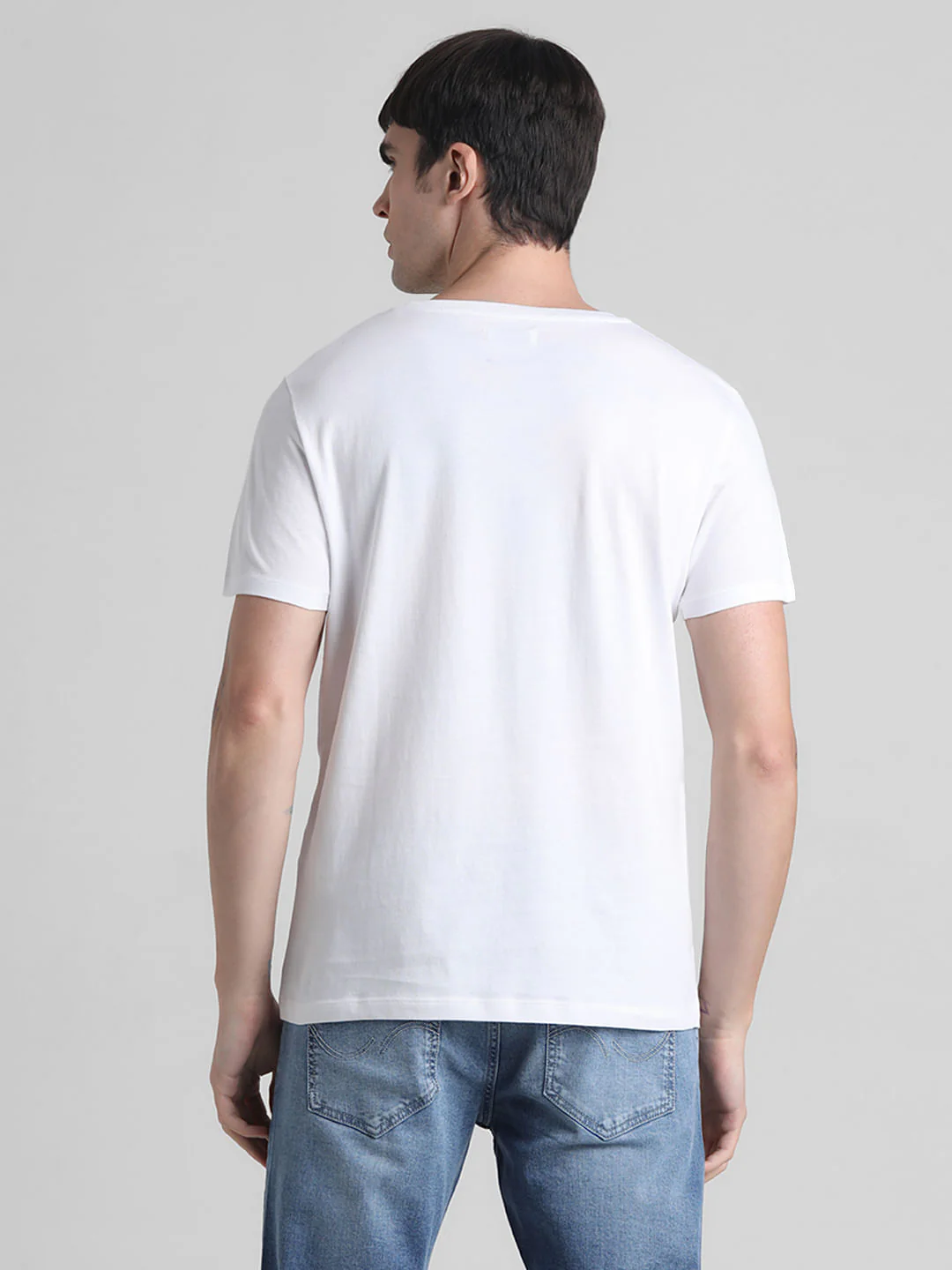 White Logo Print Crew Neck T-shirt - Image 4