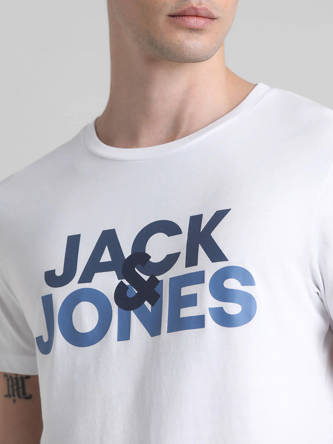 White Logo Print Crew Neck T-shirt - Image 5