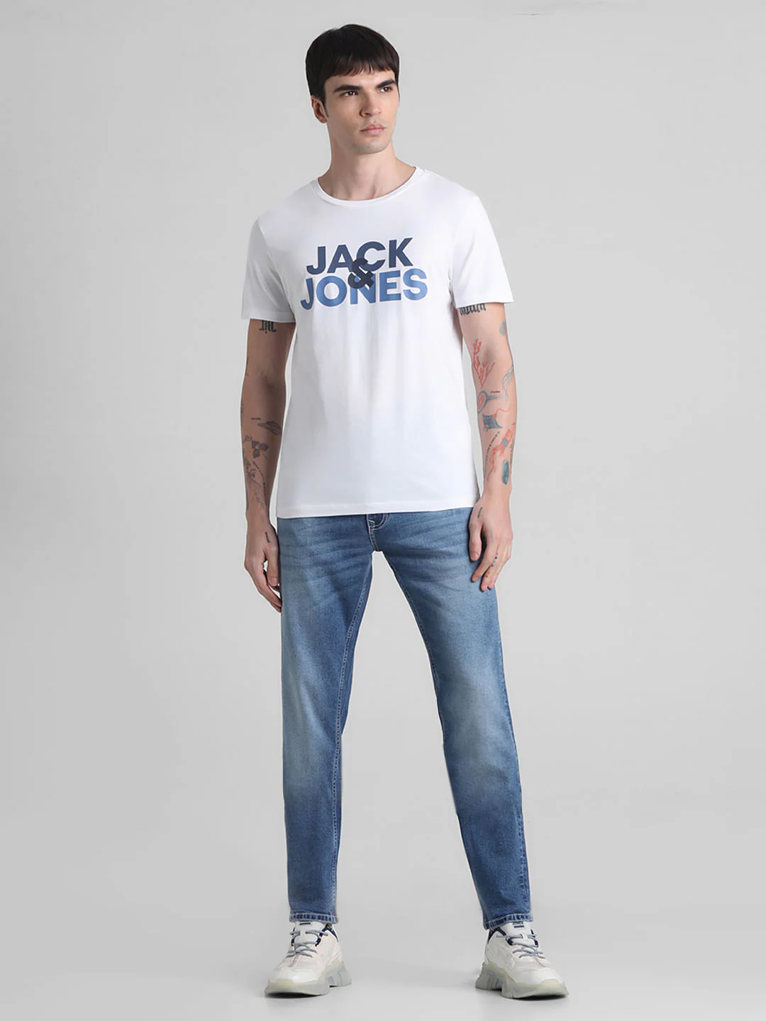 White Logo Print Crew Neck T-shirt - Image 6