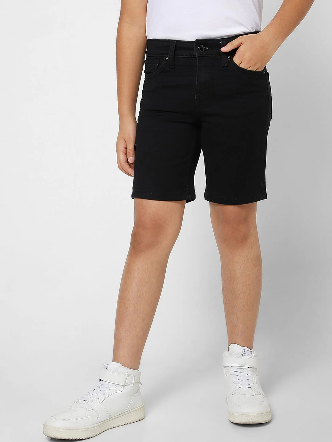 BOYS Black Low Rise Denim Shorts - Image 2