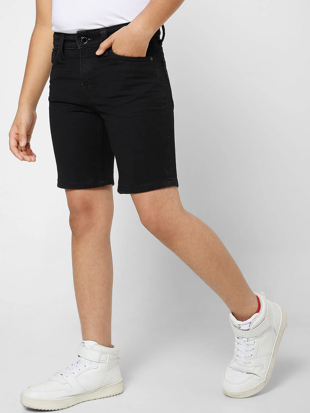 BOYS Black Low Rise Denim Shorts - Image 3