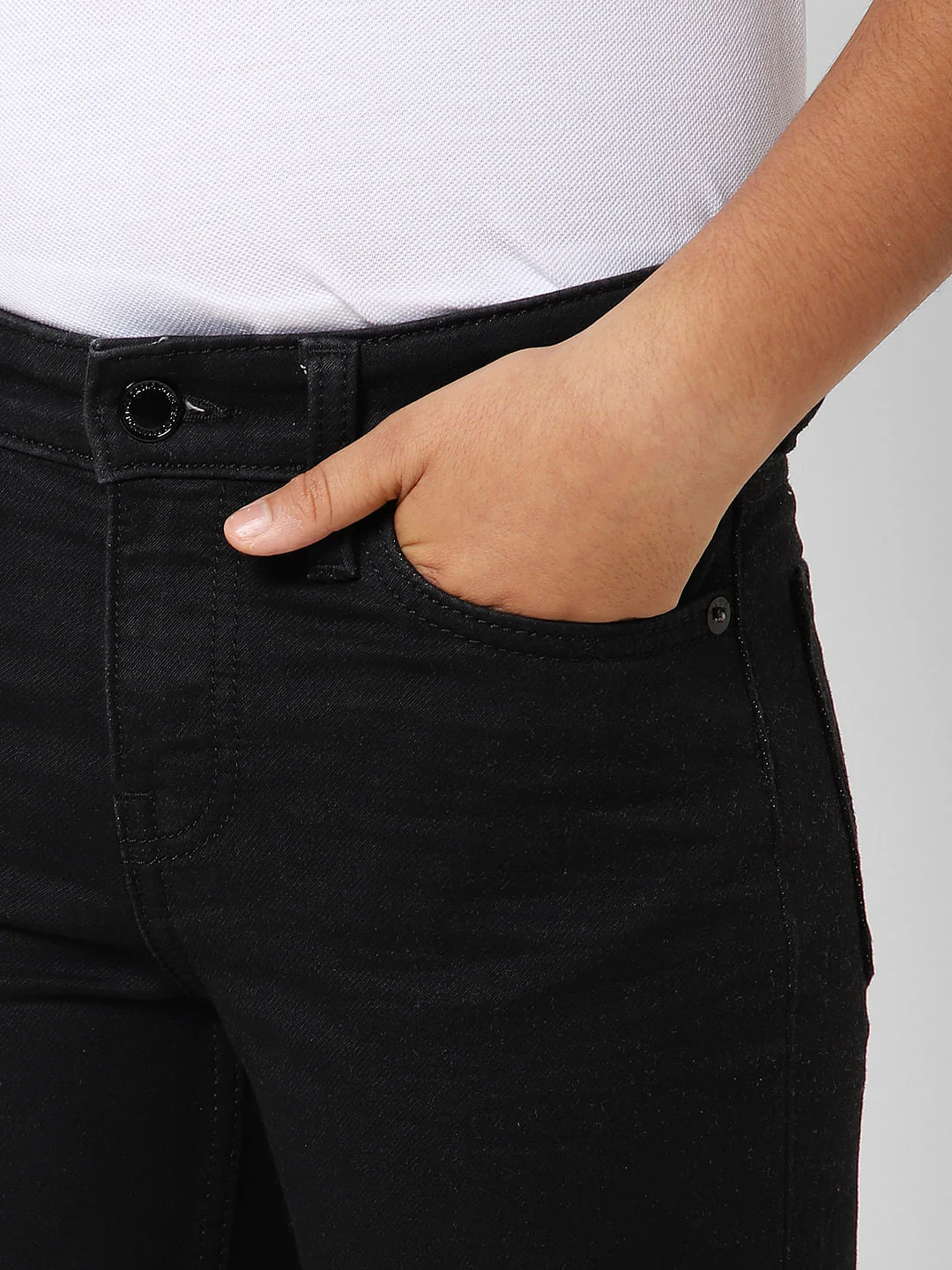 BOYS Black Low Rise Denim Shorts - Image 5