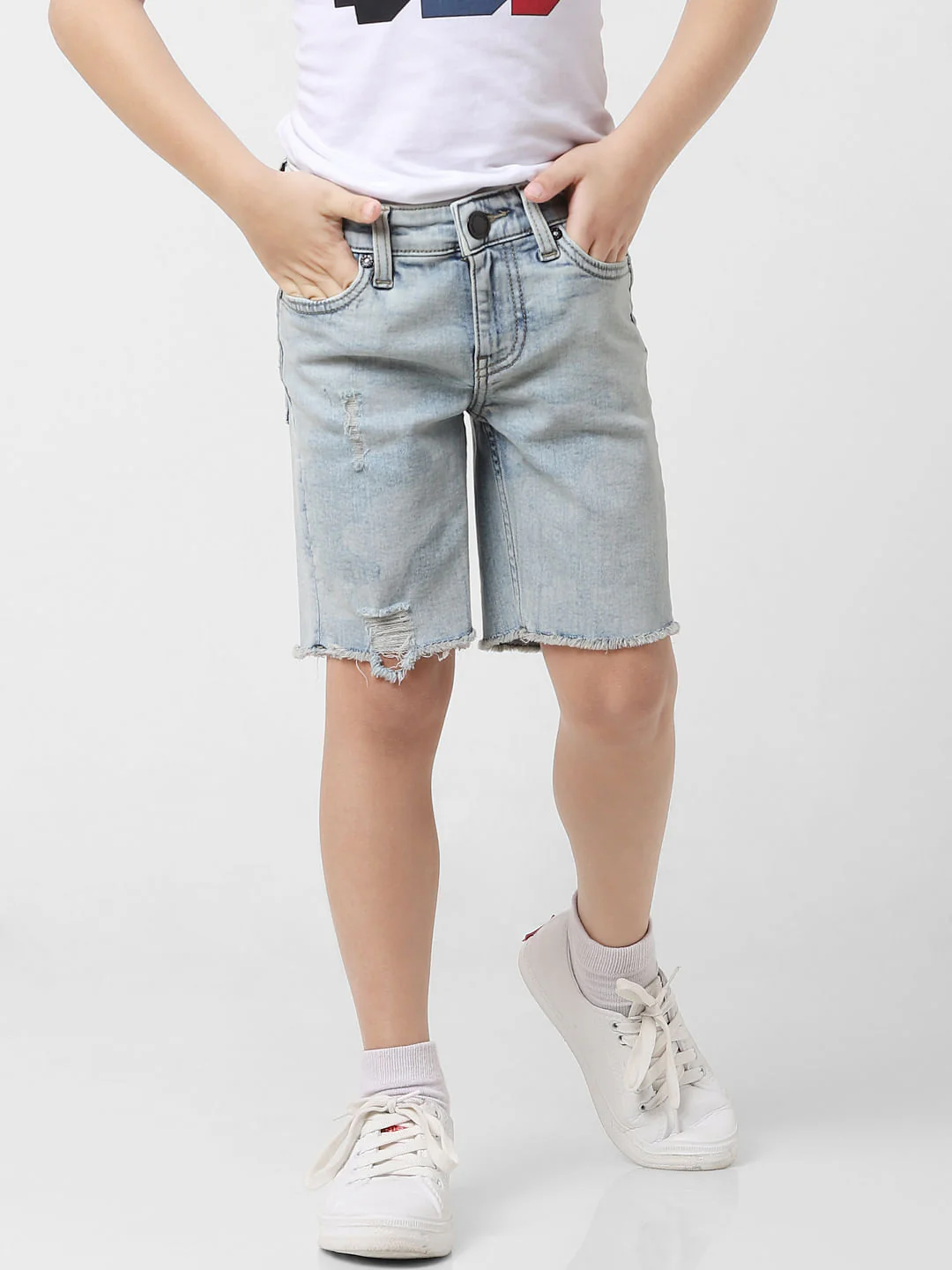 Boys Light Blue Denim Shorts - Image 2