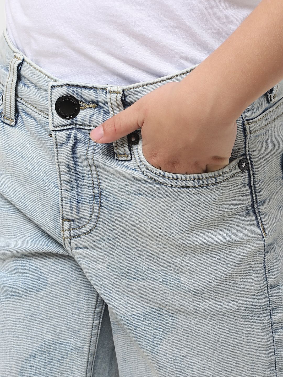 Boys Light Blue Denim Shorts - Image 5